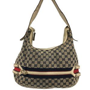 Gucci Vintage Blue Guccissima Print & White Leather XL Hobo